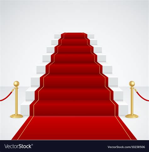 White staircase and red carpet Royalty Free Vector Image