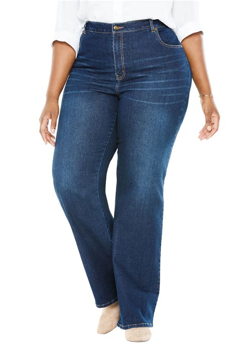 Woman Within - Woman Within Women's Plus Size Wide Leg Stretch Jean ...