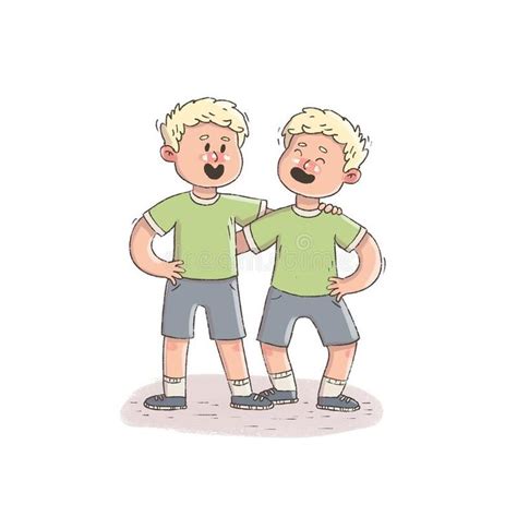 The Two Twins Laugh Together. Stock Illustration - Illustration of ...