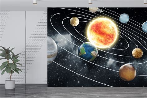 Space Wall Mural Planets Solar System Photo Wallpaper Kids Bedroom Home Decor