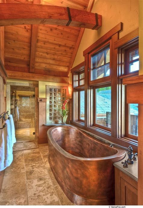 20 Rustic Bathroom Designs With Copper Bathtub