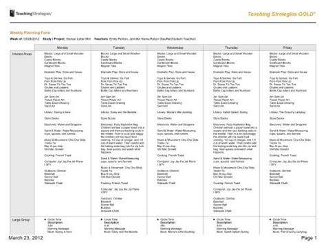 Teaching Strategies GOLD: Weekly Planning Form