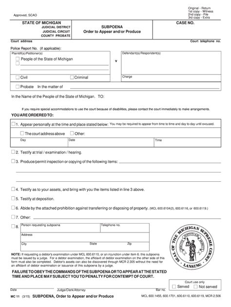 Mc 11 Subpoena 2015-2024 Form - Fill Out and Sign Printable PDF ...