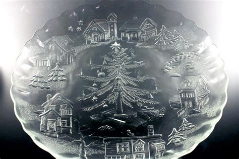 Christmas Village Platter, Christmas Tree Platter, Christmas Platter, Christmas Plate, Serving ...