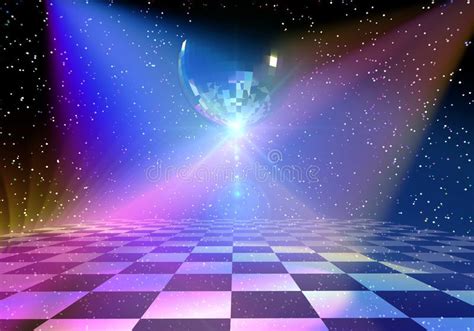 Disco background. Dancing floor with mirror ball. Rendered 3d ...