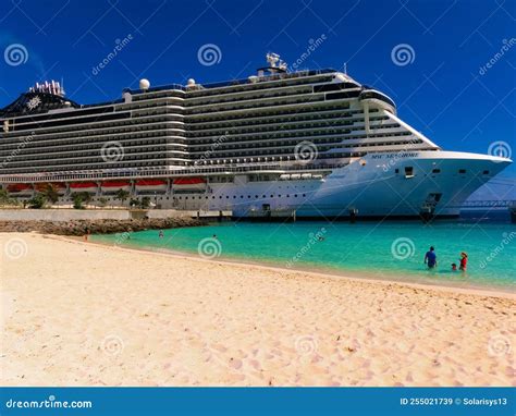 MSC Seashore Cruise Ship Docked at Tropical Island Ocean Cay, Bahamas ...