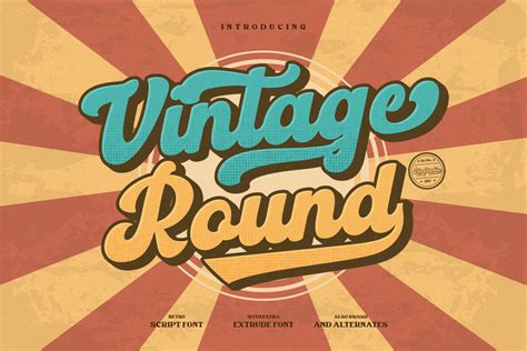 Vintage Round Font Instant Digital Download Vintage & | Etsy