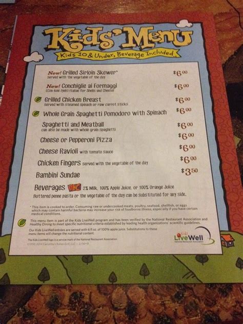 Olive Garden Kids Menu Age - comojodesign