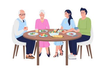 Family Eating Together Clipart Vector Images (76)