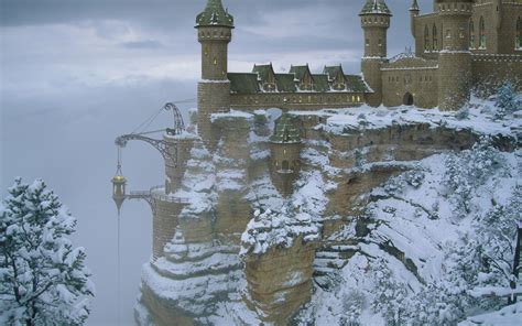 Download Winter Snow Fantasy Castle HD Wallpaper