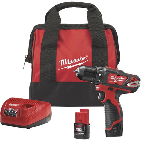 FREE SHIPPING — Milwaukee M12 Li-Ion Cordless Electric Drill/Driver Kit With 2 Batteries — 3/8in ...