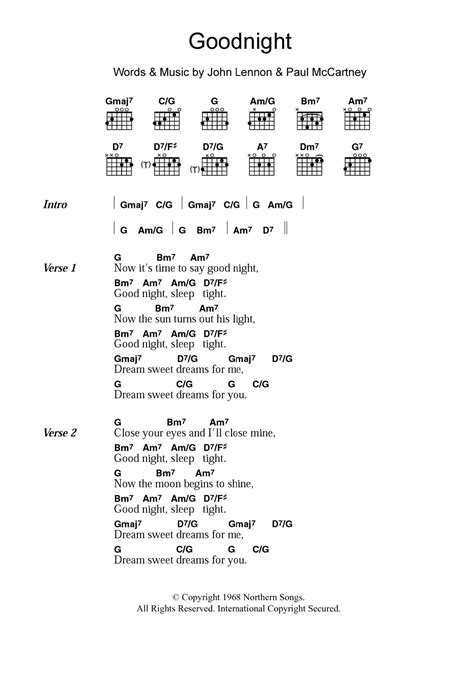 Goodnight by The Beatles - Guitar Chords/Lyrics - Guitar Instructor