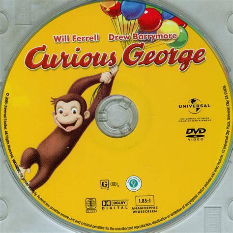 Curious George (2006) R1 - Cartoon DVD - CD Label, DVD Cover, Front Cover