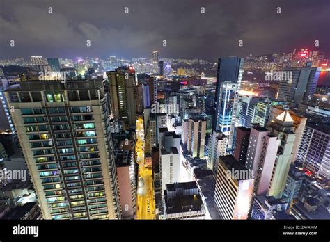 Hong Kong downtown city at night Stock Photo - Alamy