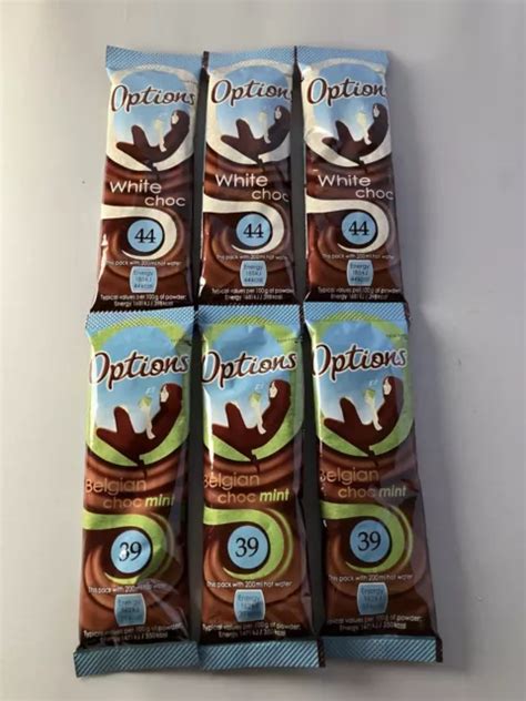 OPTIONS HOT CHOCOLATE Sachets Mint & White Chocolate x 6 NEW £1.99 - PicClick UK