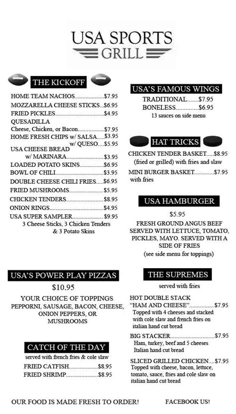 USA Sports Grill Menu, Menu for USA Sports Grill, Mount Juliet ...