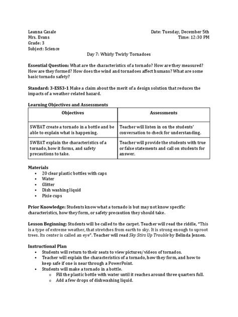 tornado lesson plan | Tornadoes | Educational Assessment | Free 30-day ...