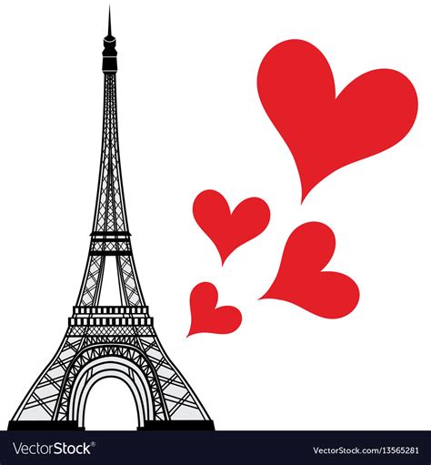 Paris town in france love heart eiffel tower Vector Image