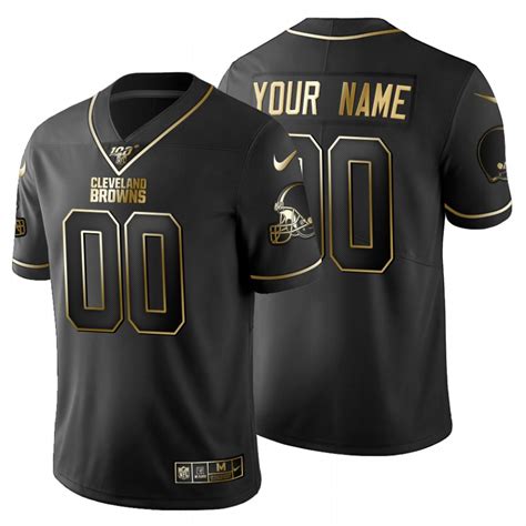 Cleveland Browns Custom Men's Nike Black Golden Limited NFL 100 Jersey ...