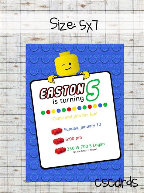 Items similar to Legos Boy Birthday Party Invitation! Digital Copy Only! on Etsy