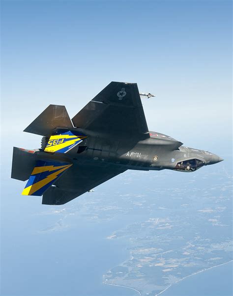 The first external stores flight of the F-35C Lightning II Joint Strike Fighter test aircraft ...