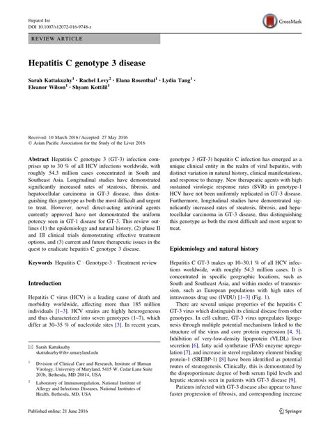 (PDF) Hepatitis C genotype 3 disease