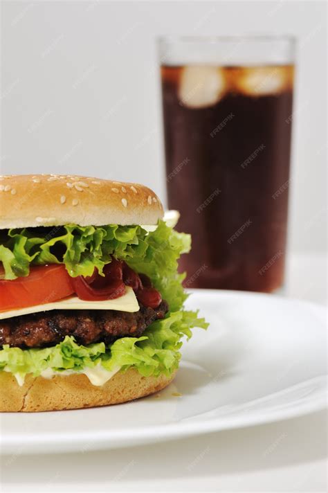 Premium Photo | Burger and soda cola