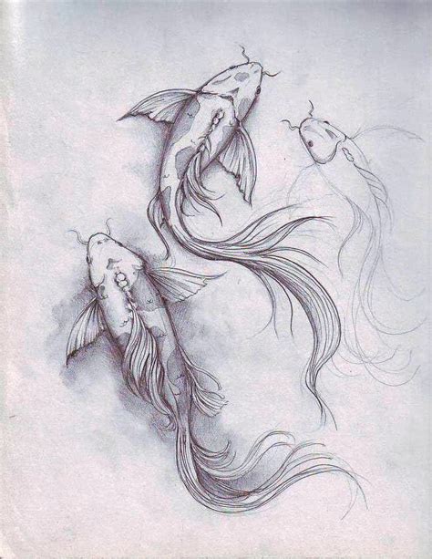 fish sketch Koi Fish Drawing, Fish Drawings, Animal Drawings, Art ...