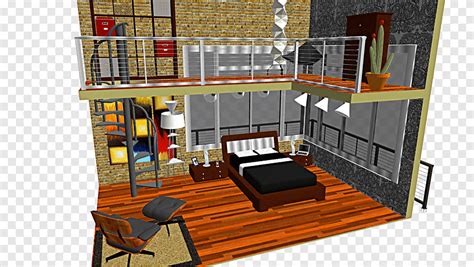 Loft Apartment Bedroom House MikuMikuDance, mmd bed, angle, kitchen png | PNGEgg