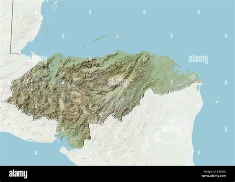 Honduras, Relief Map With Border and Mask Stock Photo, Royalty Free ...