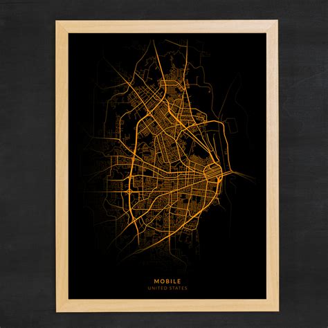 Mobile City Map, Mobile - United States City Map Poster - Inspire Uplift