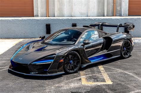 Used 2019 McLaren Senna 1/3 in gloss Carbon, $1.38M msrp, Electric Blue Accents and Gold ...