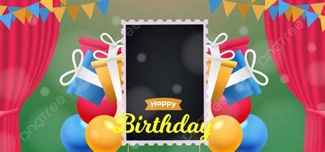 Happy Birthday Background With Photo Frame Vector, Birthday, Party ...