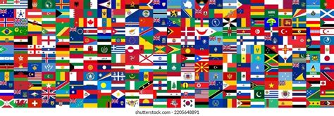 Flags World World Map Background Stock Vector (Royalty Free) 2205648891 ...