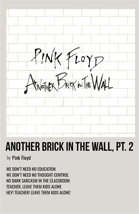 another brick in the wall, pt. 2 | Pink floyd songs, Pink floyd music, Pink floyd albums