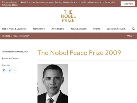 The Nobel Prize: The Nobel Peace Prize 2009: Barack H. Obama Website ...