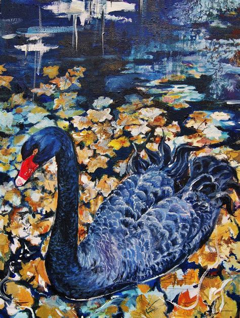 Black Swan painting original artwork acrylic on canvas | Etsy