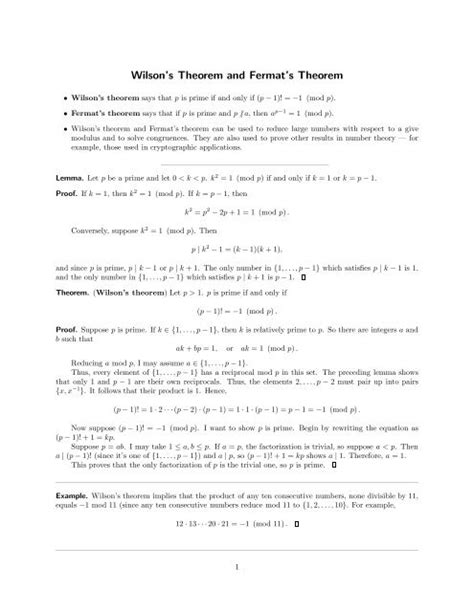 Wilson's Theorem and Fermat's Theorem