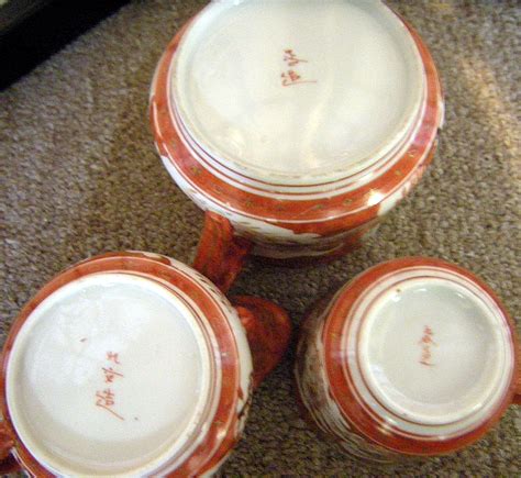 Meiji Period Japanese Kutani Porcelain Shoza Style Tea Set Marked Kutani Zo 九谷ぞ