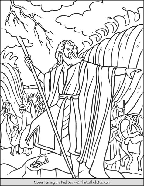 Moses Parting Red Sea Coloring Page Sketch Coloring Page