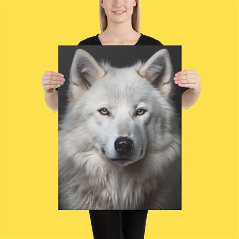 White Wolf Art Wall Art, Black and White Canva, Wildlife Decor Xlarge ...