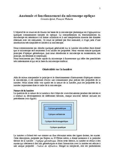 Anatomie et fonctionnement du microscope optique}} PDF