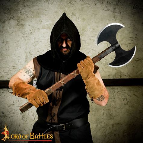 Executioner's Suede Leather Medieval Hood and Mantle - Lord of Battles ...