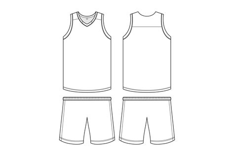 BASKETBALL JERSEY MOCKUP VECTOR LINE ART