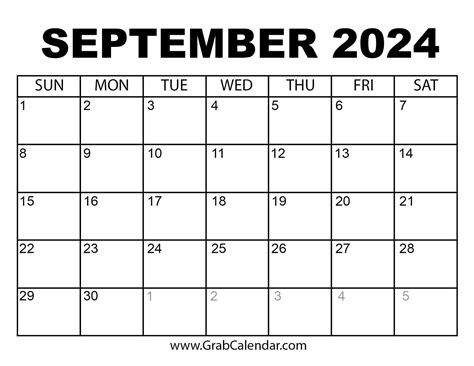 September 2024 Calendar Image - Blank October 2024 Calendar