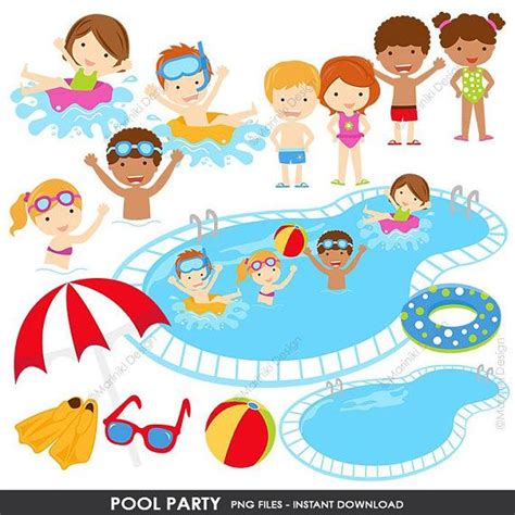 Pool Party Clipart, Summer Clipart, Pool Clip Art, Beach Clipart ...