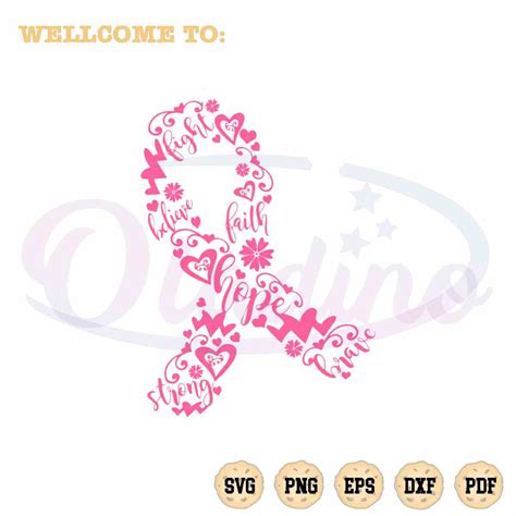 Pink Ribbon Breast Cancer Awareness Month SVG Files For Cricut