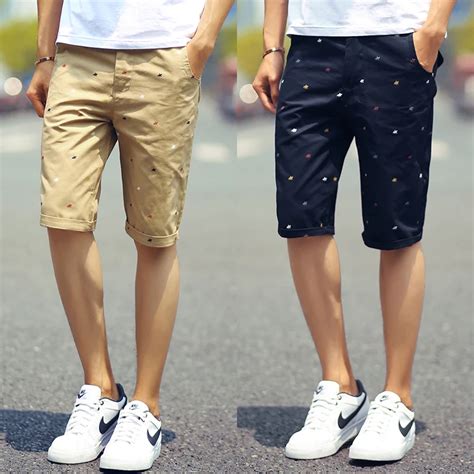 2016 New brand mens shorts print casual Men's shorts fashion cotton shorts homme shorts khaki ...