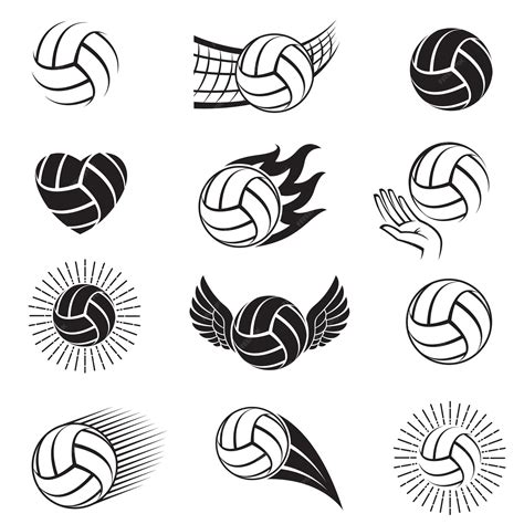 Premium Vector | Volleyball balls set