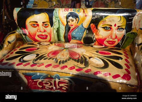 Colourful cycle rickshaw art depicting movie stars. Bangladesh Stock ...